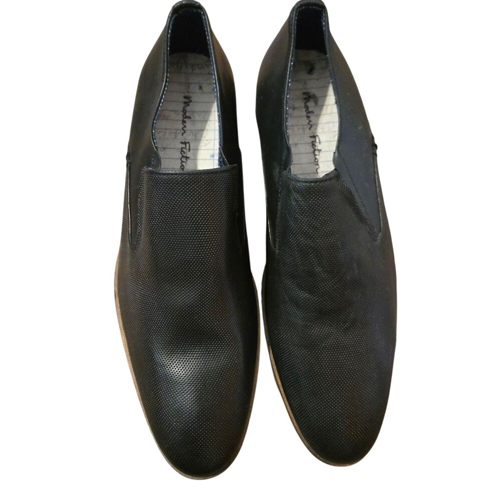 Modern Fiction Black Leather Oxfords Accent 11.5 Preppy Old Money Collegiate